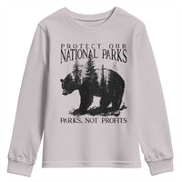 Protect Our National Parks Not Profits Youth Sweatshirt Vintage Forest Bear
