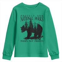Protect Our National Parks Not Profits Youth Sweatshirt Vintage Forest Bear