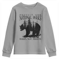 Protect Our National Parks Not Profits Youth Sweatshirt Vintage Forest Bear