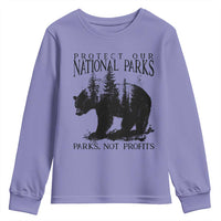 Protect Our National Parks Not Profits Youth Sweatshirt Vintage Forest Bear