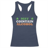 Funny May Contain Alcohol Racerback Tank Top Irish Beer Drinking St Patrick's Day Shamrock