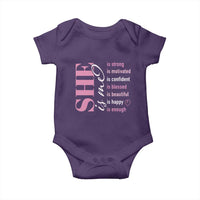 Woman Affirmation Baby Onesie She Is Strong Motivated Confident Blessed Beautiful