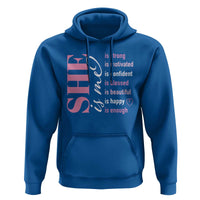 Woman Affirmation Hoodie She Is Strong Motivated Confident Blessed Beautiful