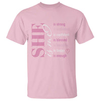 Woman Affirmation T Shirt She Is Strong Motivated Confident Blessed Beautiful