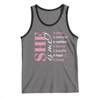 Woman Affirmation Tank Top She Is Strong Motivated Confident Blessed Beautiful