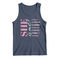 Woman Affirmation Tank Top She Is Strong Motivated Confident Blessed Beautiful