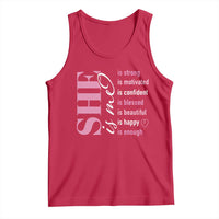 Woman Affirmation Tank Top She Is Strong Motivated Confident Blessed Beautiful