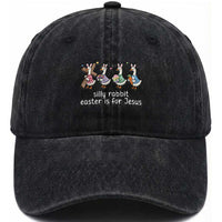 Funny Easter Day Silly Goose Washed Cotton Baseball Cap Silly Rabbit Easter Is For Jesus