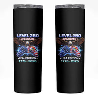 USA 250th Anniversary Gamer Skinny Tumbler Level 250 USA Edition 1776 2026 Bald Eagle