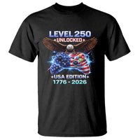 USA 250th Anniversary Gamer T Shirt Level 250 USA Edition 1776 2026 Bald Eagle