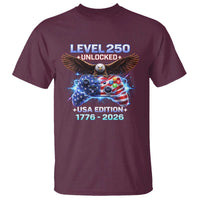USA 250th Anniversary Gamer T Shirt Level 250 USA Edition 1776 2026 Bald Eagle