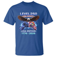 USA 250th Anniversary Gamer T Shirt Level 250 USA Edition 1776 2026 Bald Eagle