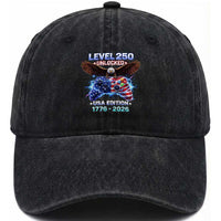 USA 250th Anniversary Gamer Washed Cotton Baseball Cap Level 250 USA Edition 1776 2026 Bald Eagle