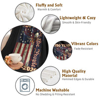 250th Anniversary USA Patriotic Throw Blanket 250 Years We The People Vintage Bald Eagle