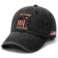 250th Anniversary USA Patriotic Washed Cotton Baseball Cap 250 Years We The People Vintage Bald Eagle