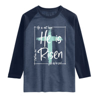 Easter He Is Risen Raglan Shirt He Is Not Here Christian Cross