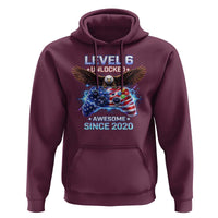 Funny 6th Birthday Hoodie Level 6 Unlocked Awesome Since 2020 USA Gamer