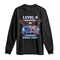 Funny 6th Birthday Long Sleeve Shirt Level 6 Unlocked Awesome Since 2020 USA Gamer
