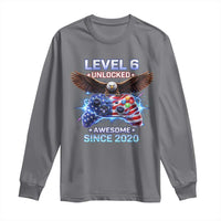 Funny 6th Birthday Long Sleeve Shirt Level 6 Unlocked Awesome Since 2020 USA Gamer
