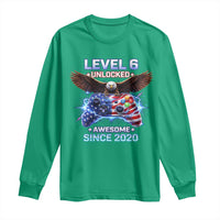 Funny 6th Birthday Long Sleeve Shirt Level 6 Unlocked Awesome Since 2020 USA Gamer