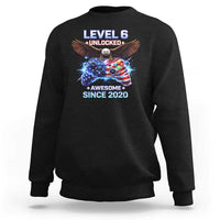 Funny 6th Birthday Sweatshirt Level 6 Unlocked Awesome Since 2020 USA Gamer