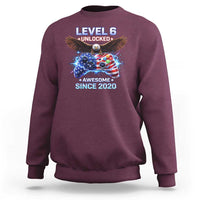 Funny 6th Birthday Sweatshirt Level 6 Unlocked Awesome Since 2020 USA Gamer