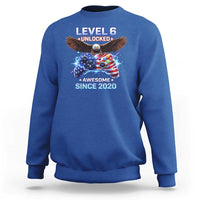 Funny 6th Birthday Sweatshirt Level 6 Unlocked Awesome Since 2020 USA Gamer