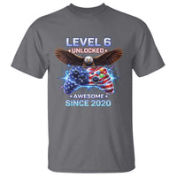 Funny 6th Birthday T Shirt Level 6 Unlocked Awesome Since 2020 USA Gamer