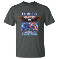 Funny 6th Birthday T Shirt Level 6 Unlocked Awesome Since 2020 USA Gamer