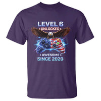 Funny 6th Birthday T Shirt Level 6 Unlocked Awesome Since 2020 USA Gamer