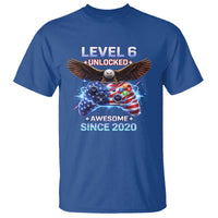 Funny 6th Birthday T Shirt Level 6 Unlocked Awesome Since 2020 USA Gamer