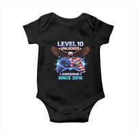 Funny 10th Birthday Baby Onesie Level 10 Unlocked Awesome Since 2016 USA Gamer