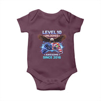 Funny 10th Birthday Baby Onesie Level 10 Unlocked Awesome Since 2016 USA Gamer