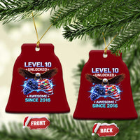 Funny 10th Birthday Ceramic Ornament Level 10 Unlocked Awesome Since 2016 USA Gamer
