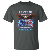 Funny 10th Birthday T Shirt Level 10 Unlocked Awesome Since 2016 USA Gamer