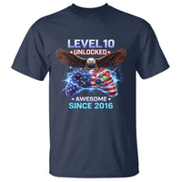 Funny 10th Birthday T Shirt Level 10 Unlocked Awesome Since 2016 USA Gamer