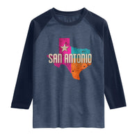 San Antonio Texas TX Fiesta Sports For Latino Fans Raglan Shirt