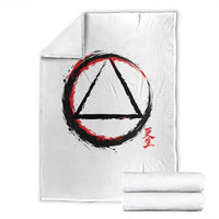 AA Sober Logo Symbol Serenity Recovery Throw Blanket Japanese Brushstroke Circle