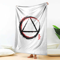 AA Sober Logo Symbol Serenity Recovery Throw Blanket Japanese Brushstroke Circle