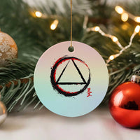 AA Sober Logo Symbol Serenity Recovery Ceramic Ornament Japanese Brushstroke Circle TS11
