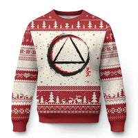 AA Sober Logo Symbol Serenity Recovery Ugly Christmas Sweater Japanese Brushstroke Circle