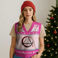AA Sober Logo Symbol Serenity Recovery V-Neck Knit Sweater Vest Japanese Brushstroke Circle