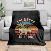 Funny The Moose Is Loose Throw Blanket Moose Lover Retro Vintage - Wonder Print Shop