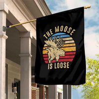 Funny The Moose Is Loose Garden Flag Moose Lover Retro Vintage - Wonder Print Shop