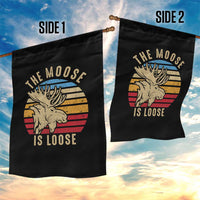 Funny The Moose Is Loose Garden Flag Moose Lover Retro Vintage - Wonder Print Shop