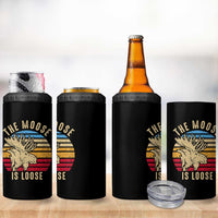 Funny The Moose Is Loose 4 in 1 Can Cooler Tumbler Moose Lover Retro Vintage - Wonder Print Shop