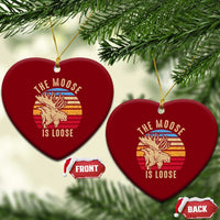 Funny The Moose Is Loose Ceramic Ornament Moose Lover Retro Vintage - Wonder Print Shop