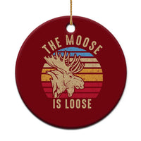 Funny The Moose Is Loose Ceramic Ornament Moose Lover Retro Vintage - Wonder Print Shop