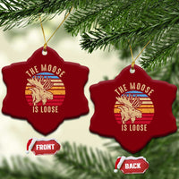 Funny The Moose Is Loose Ceramic Ornament Moose Lover Retro Vintage - Wonder Print Shop