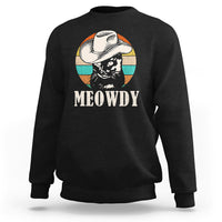 Cat Lover Sweatshirt Meowdy Funny Howdy Retro Vintage Cowboy Hat - Wonder Print Shop